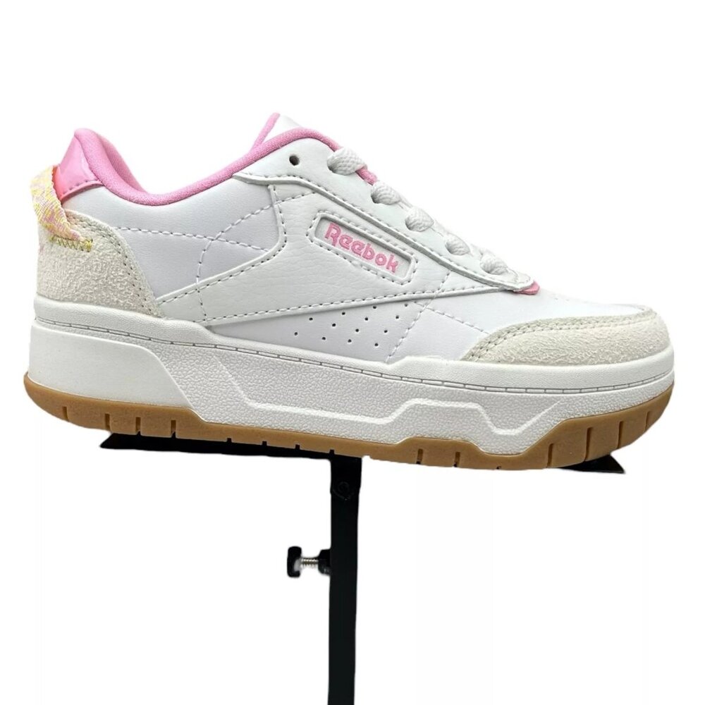 Reebok‎ Tech Geo Youth Girls Casual Sneakers Size 1Y White/Beige/Pink Lace up